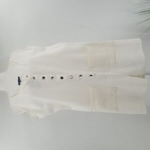 Heart & Hips Linen Blend Jumpsuit Sz:L Cream Beach Coastal Cruise Festival